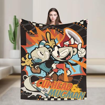 Cupheads & Mugmans Blanket Cartoon Soft Comfortable Plush Bedding Throws For Kids Couch Chair Flannel Bedspread Bed Cover
