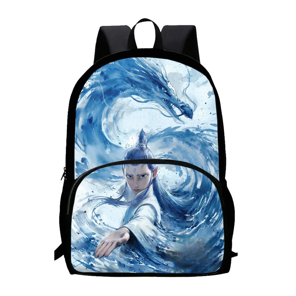 Durable Backpack Nezha Oxford Bookbag For School Use Large Capacity Gift Bag