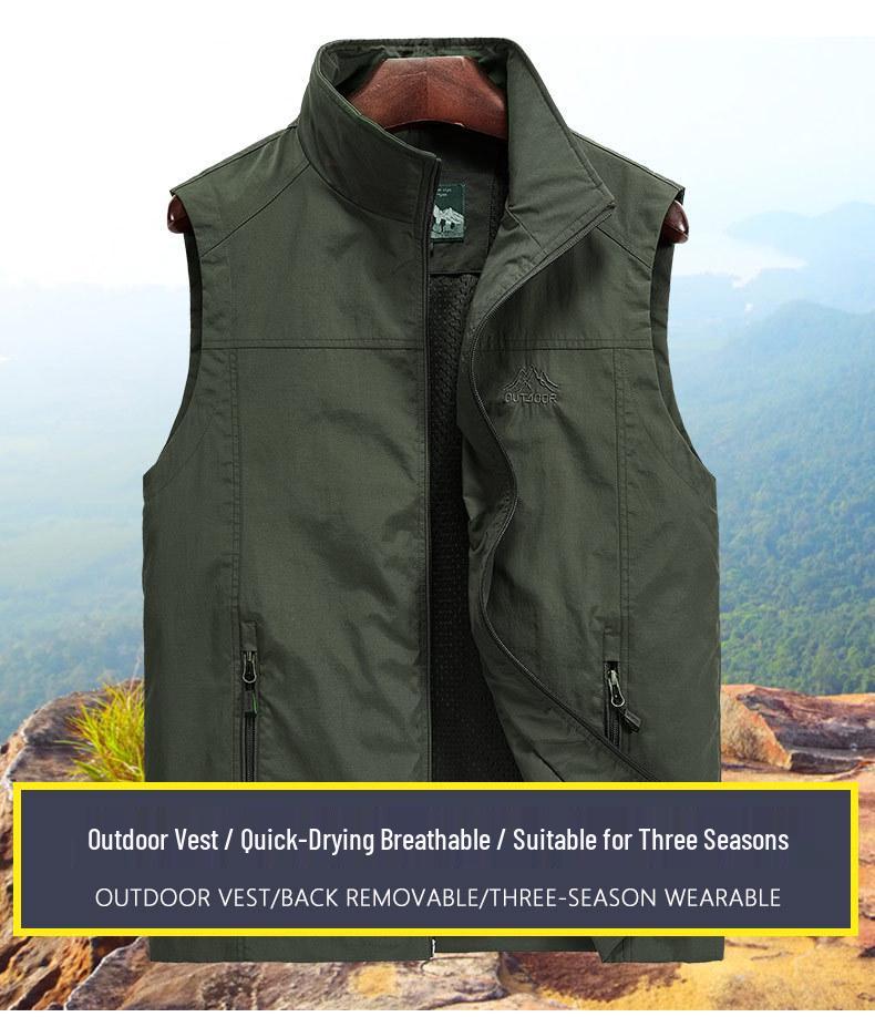 Men's Multi-Pocket Quick Dry Outdoor Vest for Fishing, Photography, and Work, Plus Size, Spring/Autumn