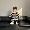Levinjia Baby Strampler mit Streifen und kleinem Bären - Langarm-Body für Jungen und Mädchen für Frühling/Herbst