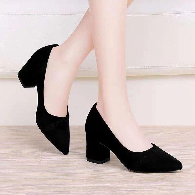 Thick heel interview autumn new black professional medium heel single shoes civil servant high heels