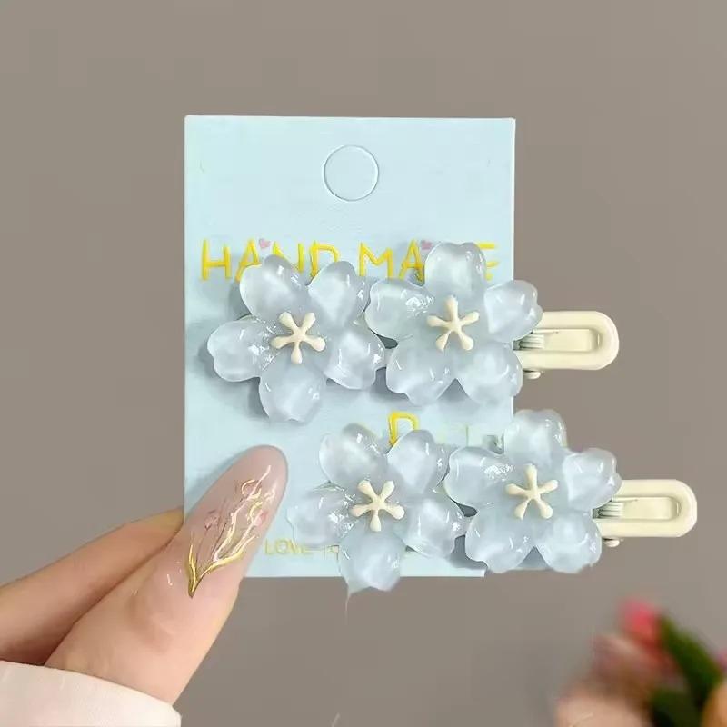 2Pcs Anime Card Captor Sakura Cute Pink Creamy Flower Bb Hairpin Side Hair Clip Girl Headwear Sweet Hairpins Ornament Gift