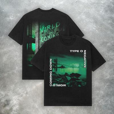 T-shirt O Negative World Coming Down Vintage Gothique Groupe Oversize Coton Hommes Femmes Streetwear Harajuku Vêtements Féminins Masculins