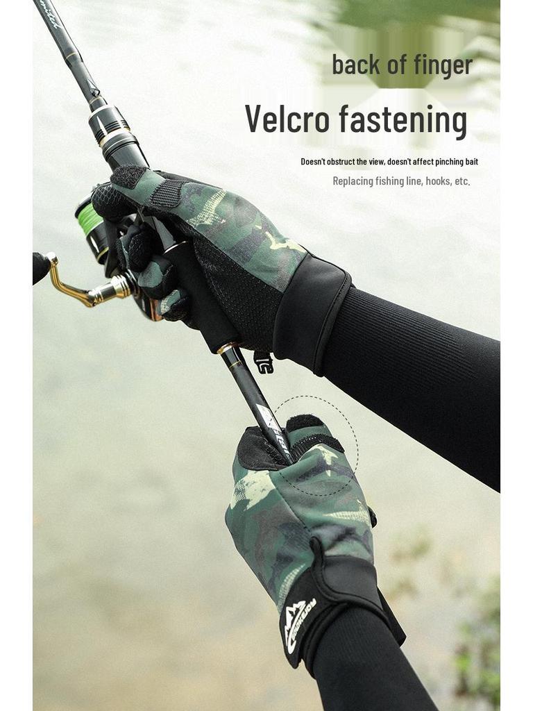 Warm Windproof Winter Fishing & Cycling Gloves for Men - Non-Slip, Touchscreen-Compatible, Fleece-Lined