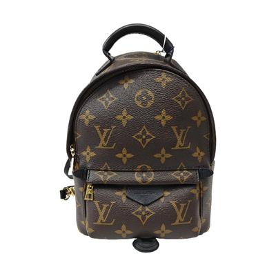 [Použitý] Palm Springs Mini Hnědý Potahovaný Plátěný Batoh s Monogramem a Zlatým Kováním - Velmi Dobrý #1LHTUZ8