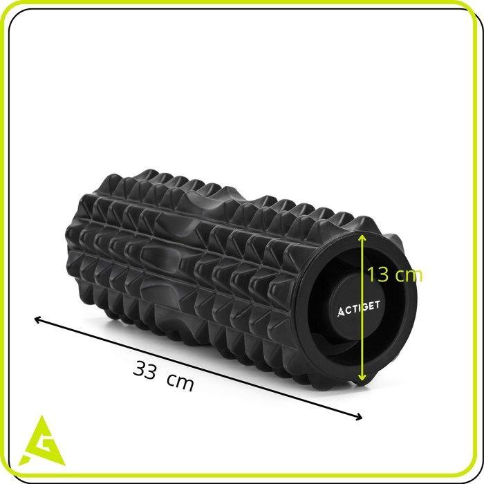 ACTIGET Fitnessrol voor lichaamsmassage 33 x 13 cm, schuimmassage roller, halfharde rol - zwart
