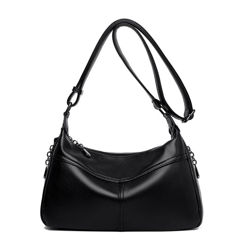Women Bag Soft Leather Shoulder Slung Small Bag Fashion Wild Handbag Middle-aged Mother Bag