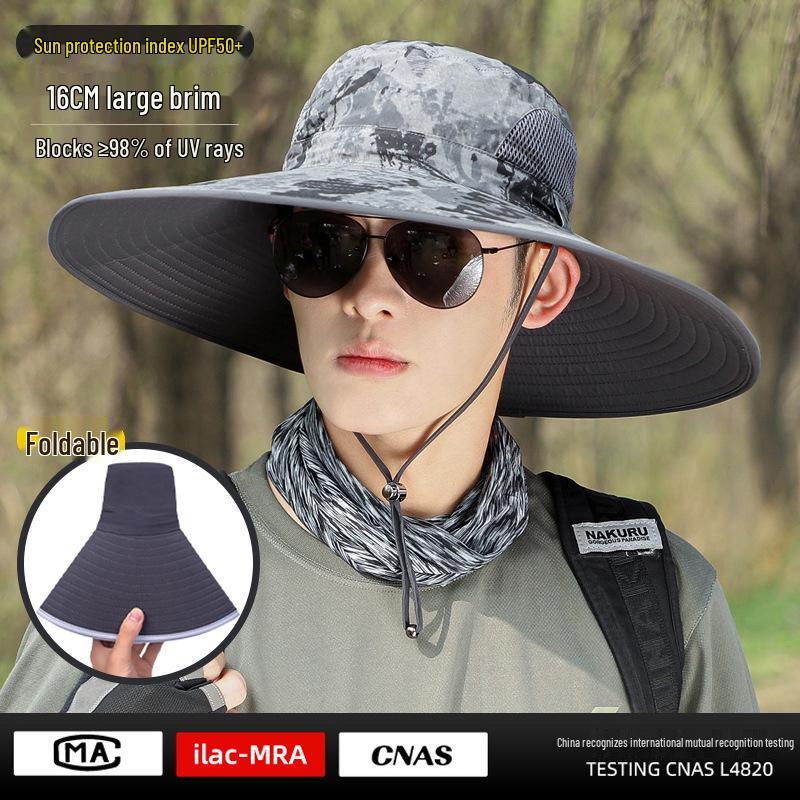 Men's Wide Brim UV Protection Sun Hat for Summer Outdoor Activities