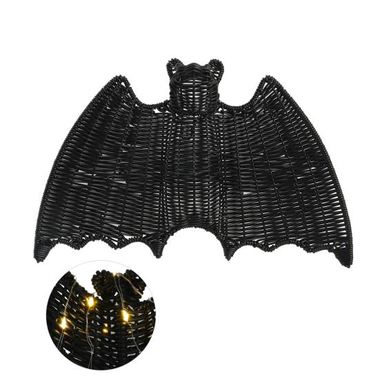 Halloween Rattan Bat Decoration 3D Scary Black Plastic Woven Bat Wall Hanging Decor for Tree Porch Yard Lawn Indoor Outdoor Farmhouse Decor