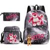 Large Capacity Schoolbag with Shoulder Strap; Student Three-piece Pencil Case Set