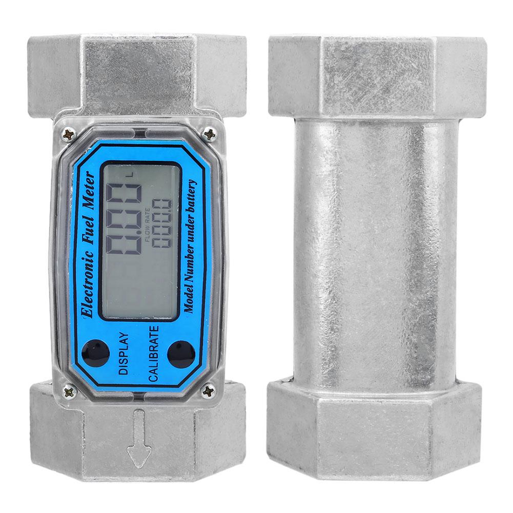 Mini Digital Turbine Flowmeter Diesel Fuel Flow Meter 15 120L 1.5inch NPT Blue