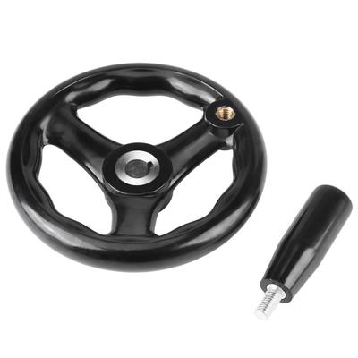 1 PZ Volantino Nero Rotondo a 3 Razze 12*125mm per Tornio Fresatrice
