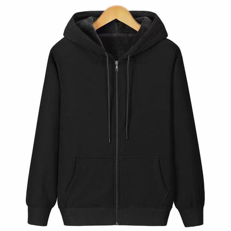 

Zirunking 2026 Men s Fleece Sweatshirt Solid Color Long-sleeved Jacket Zipper Casual Loose Top KAISHAN M