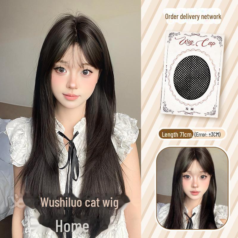 

Длинный прямой женский парик Logical Cat с воздушной челкой — натуральный, на всю голову, в стиле знаменитости