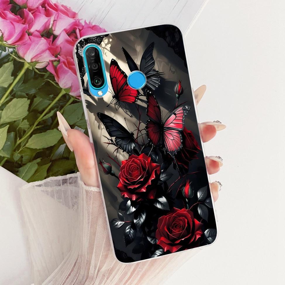 Transparent For Huawei P30 Lite Case Cover Cute Cat Fashion Butterfly Funny Painted Casing MAR-L01A MAR-L21A MAR-LX1A