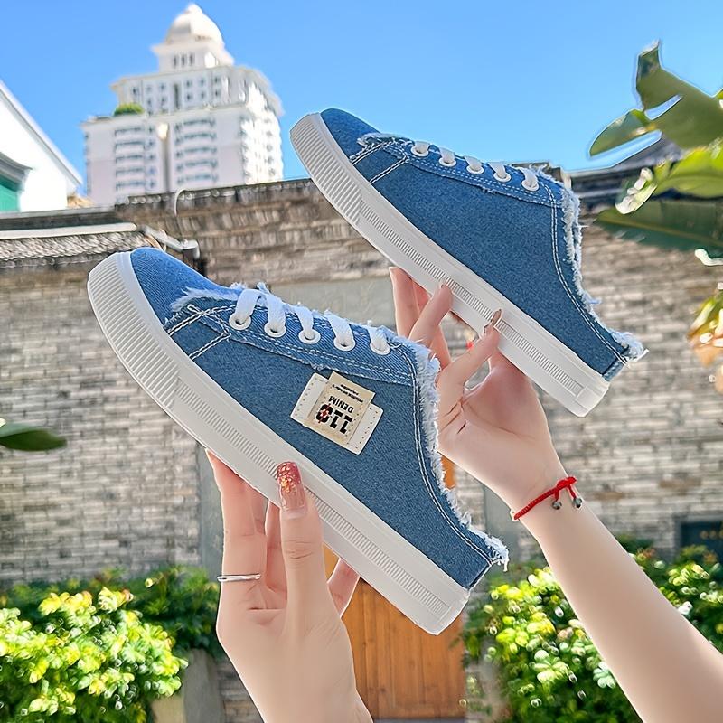 

White shoes, female flat bottomed, student half dragged, lazy shoes, one foot kick, Korean version versatile shoes, summer breathable casual shoes 36 синій
