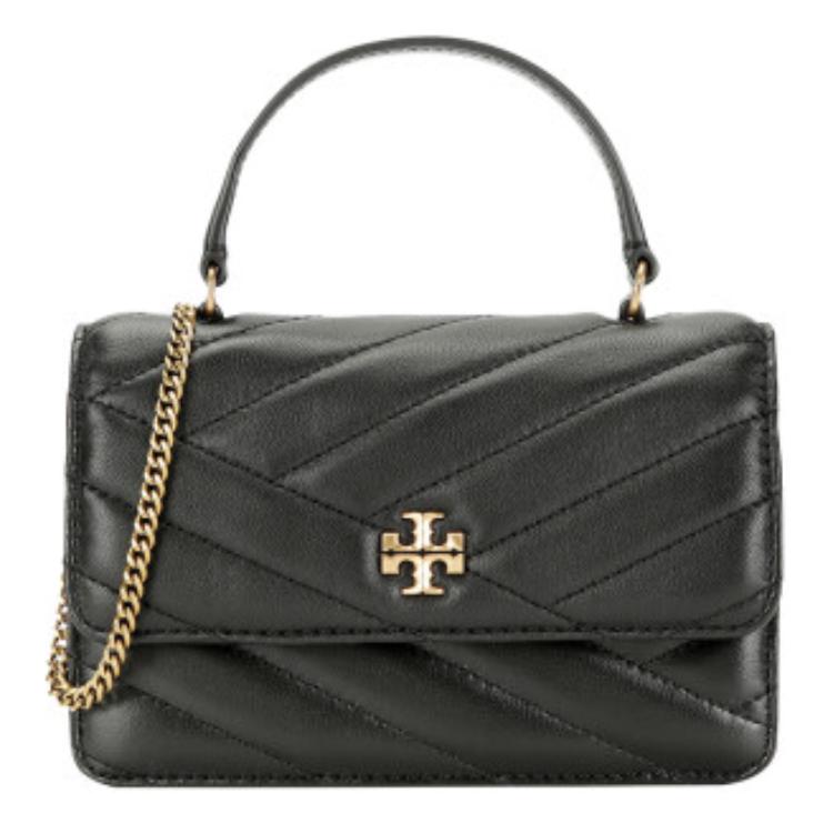 Tory Burch Solid Twill Flap Gold Logo Chain Napa Leather Envelope Bag Crossbody Shoulder Tote Mini Women Bags Black 152356-001