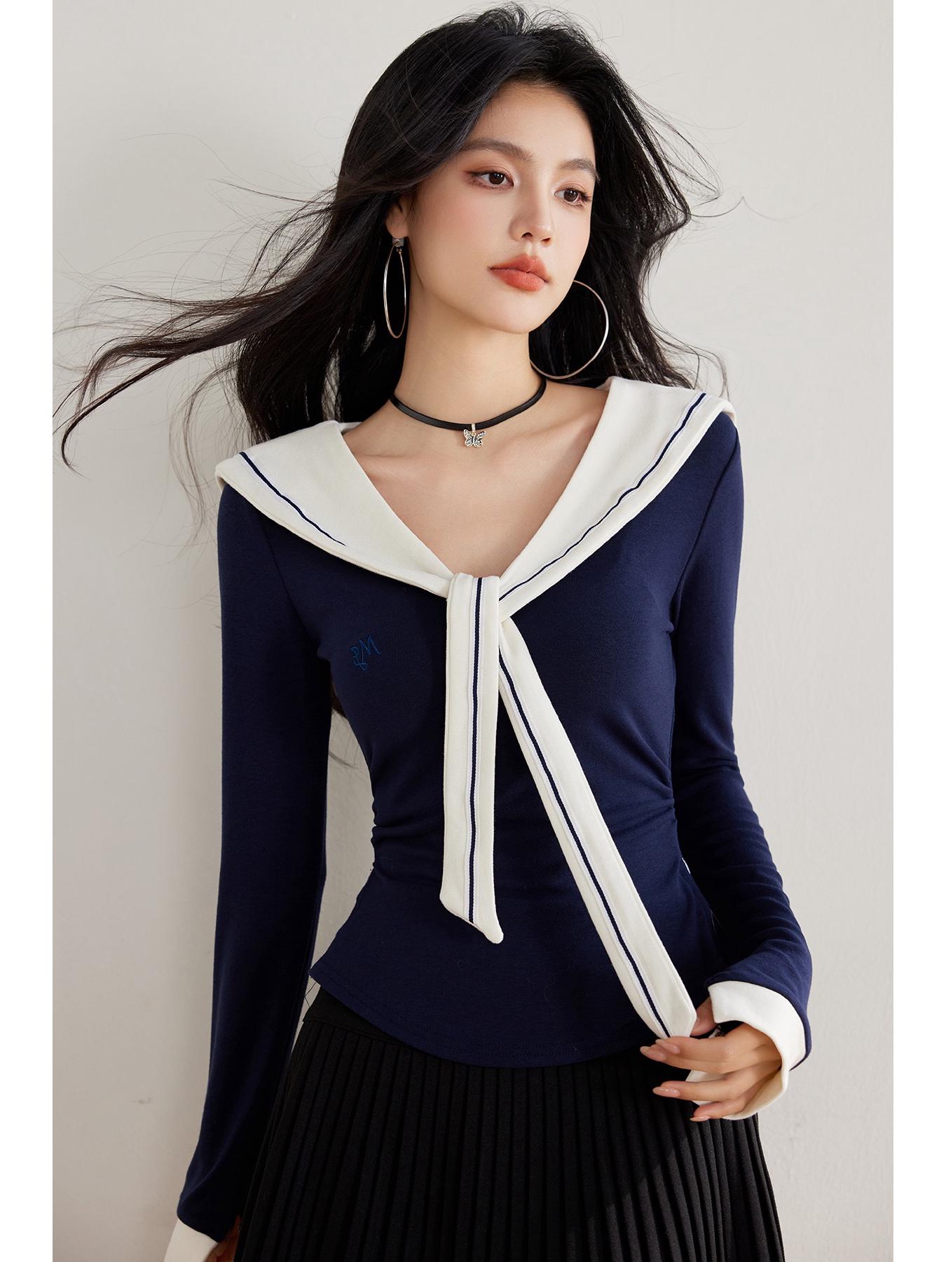 

Модный облегающий комплект футболка и шаль для женщин S темно-синий