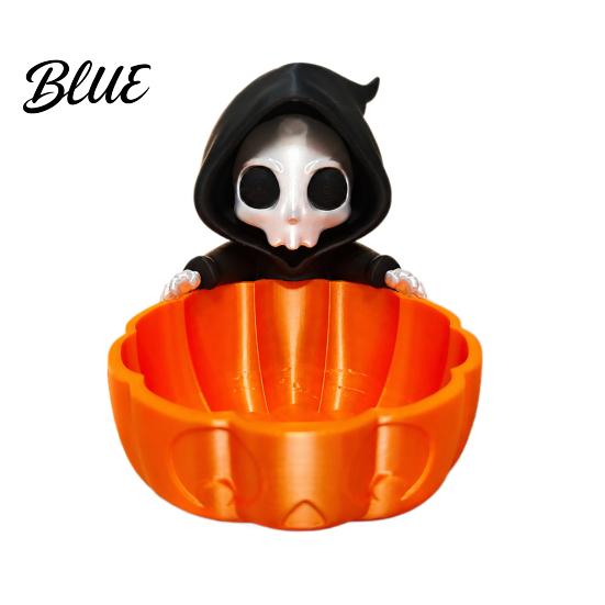 Kreative Halloween-Geschenkideen Süßigkeitenschale 3D-gedruckter Sensenmann Snackhalter Schale Gruselige dekorative Aufbewahrung für Schlüssel Skelett Servierschale