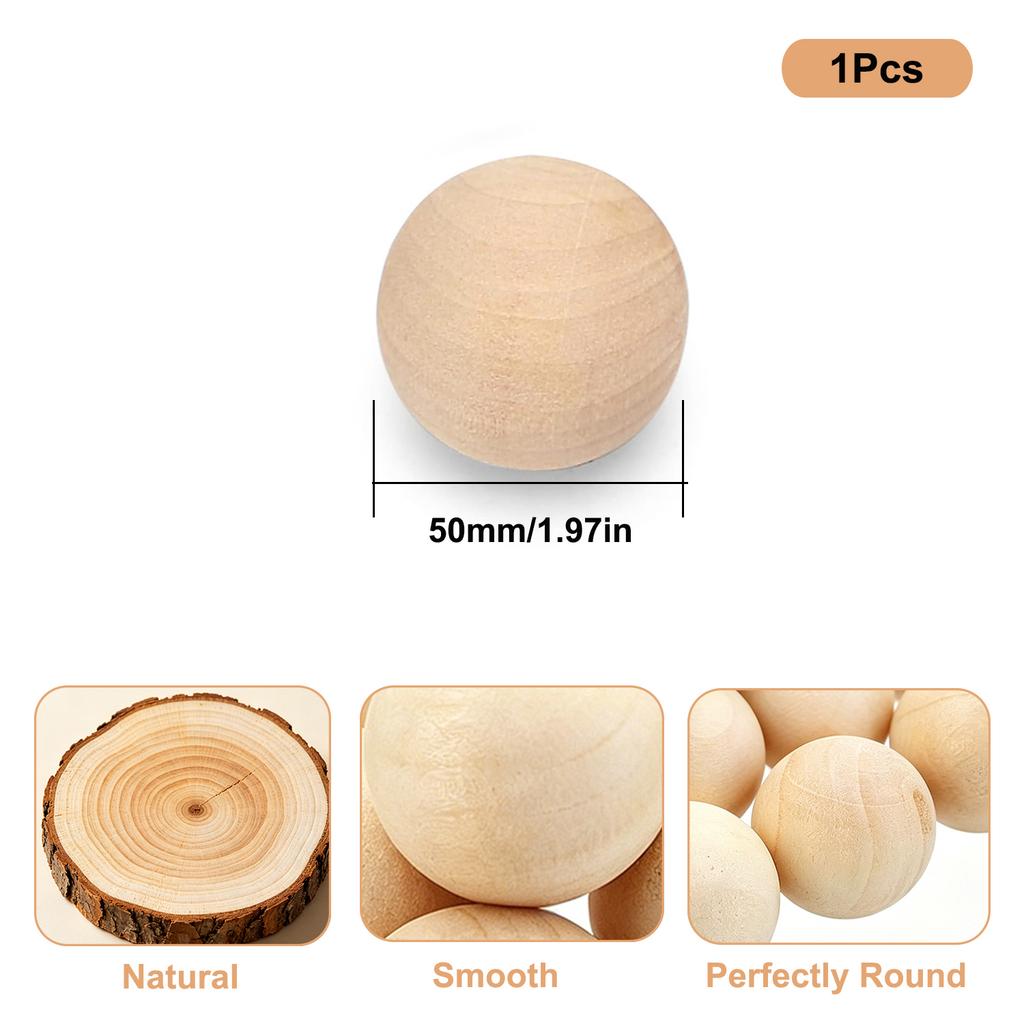 1-50Pcs Wood Ball Dia 6mm-75mm Wooden Primary Color Solids Round Wooden Ball Decoration DIY Home Painted Parts