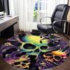 1PC Skulls Flames Office Round Area Rug, Mat Suitable For Office, Under Office Chairs Bedroom Living Room Home Decor, Room Deco