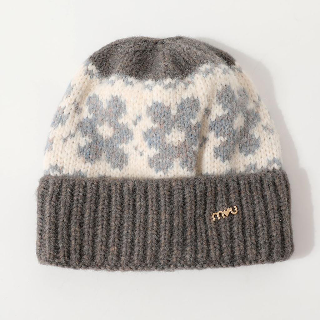 Retro Literary Children's Jacquard Knitted Hat Autumn and Winter Thickened Versatile Woolen Hat for Boys and Girls Cold Hat Melon Skin Hat