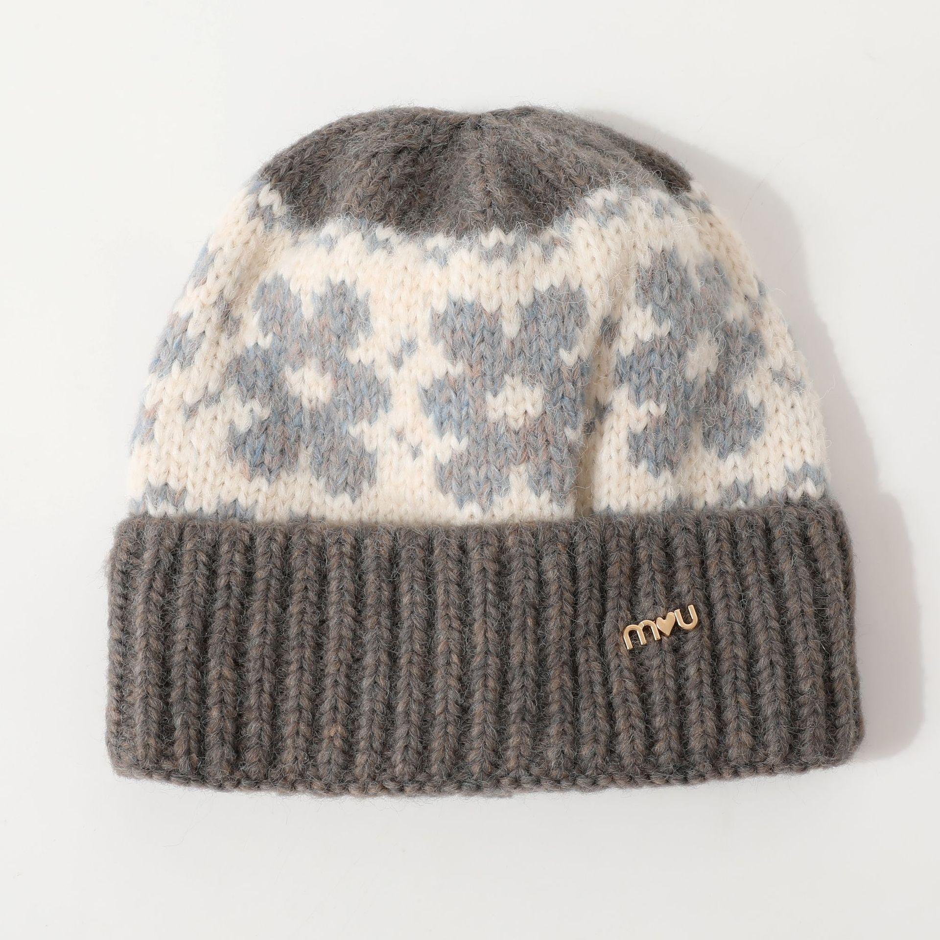 

Retro Literary Children s Jacquard Knitted Hat Autumn and Winter Thickened Versatile Woolen Hat for Boys and Girls Cold Hat Melon Skin Hat