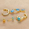 3PCS New Stainless Steel Zircon Water Drop Hoop Earrings Set For Women 18K Gold Plated Huggie Heart Earring Piercing Jewelry