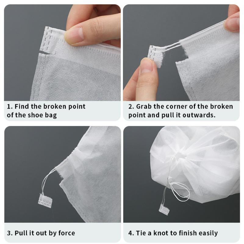Portable Shoe Storage Drawstring Eco Storage Bag for Sundries Non-woven Bag Cover Anti-yellow White Shoe Dustproof Shoe Cover