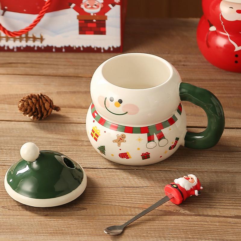 Creative Christmas Ceramic Cup Cartoon Snowman Mug High Value Christmas Gift Souvenir