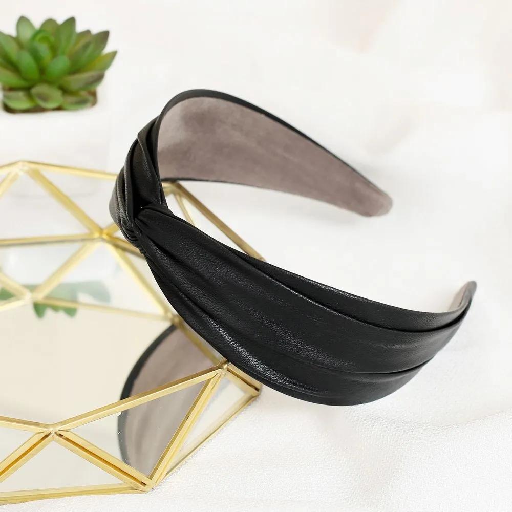 Headband Hairpin Angel Shushu Leather Twisted Hairband Black Ju Vidastory