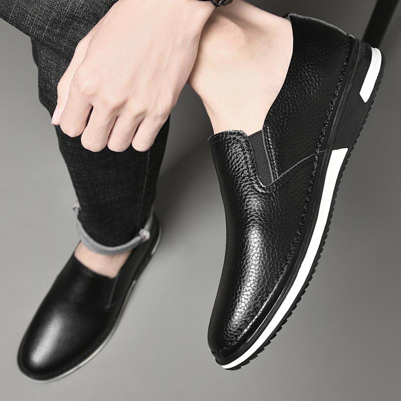 Fashion Luxury Brand Male Casual Shoes British Style Genuine Leather Loafers Comfy Slip On Boat Shoes High Quality Men's Business Shoes