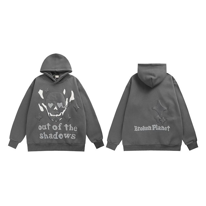 Broken Planet Graphic Print Hoodie Loose Fit Hip Hop Streetwear Teens Casual Winter Sweatshirt