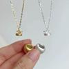 Simple Design Silver 925 Stereoscopic Apple Necklace for Women New In Antique Gold Craftsm Brushed Collar Chain Party Jewelry