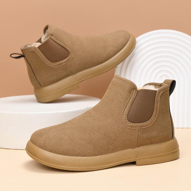 Processing custom foreign trade winter velvet women's cotton shoes warm mother shoes flat short boots non-slip snow boots