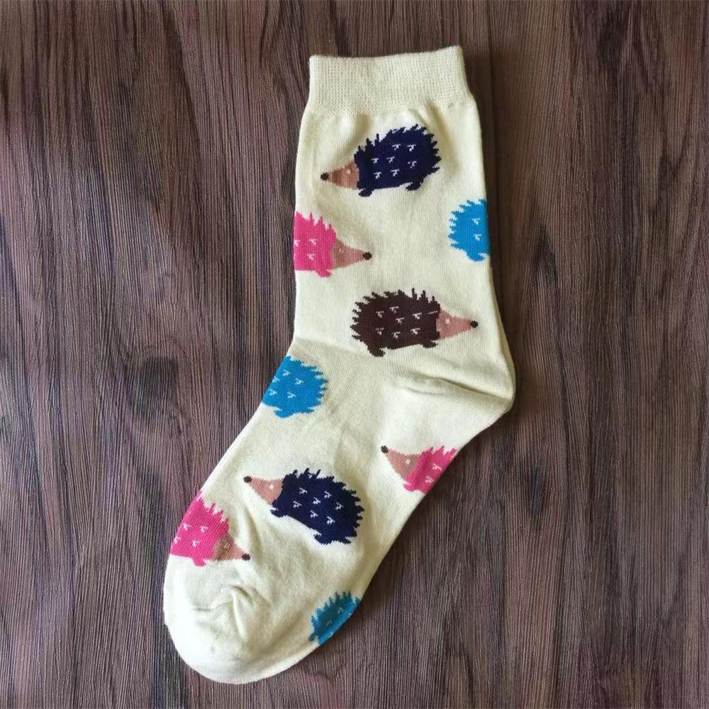 New Women's Daily Japanese Korean Funny Cartoon Hedgehog Happy Animal Soft Cotton Socks Cute Pets Gift Sokken Dropship