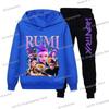 Teen KPop Dämonenjäger Kapuzenpullover+Hosen Sets Jungen Mädchen Koreanischer Anime Film Kapuzenpullover Mode Langarm Kinder Kapuzen-Sportanzüge