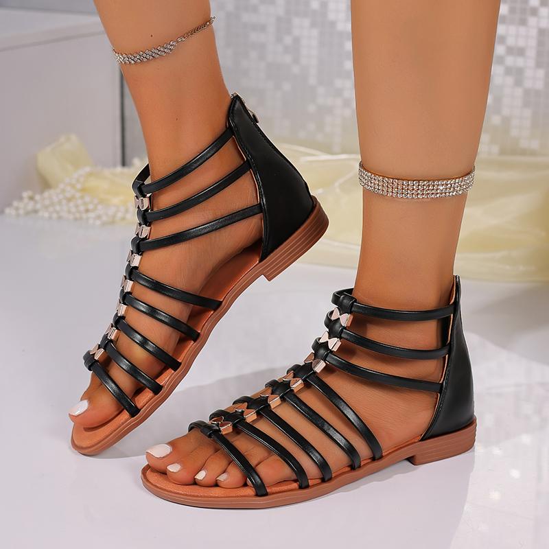 Sandali Zeppa Bocca di Pesce Stile Bohemia da Donna Scarpe Gladiator con Zeppa Piattaforma con Zip Scarpe Estive in PU Gelatina per Donna Sandali Bassi