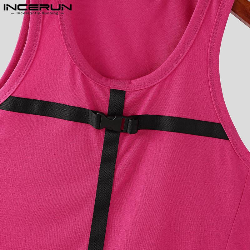 INCERUN Summer Men Strap Sleeveless T-shirts Racerback Tank Tops