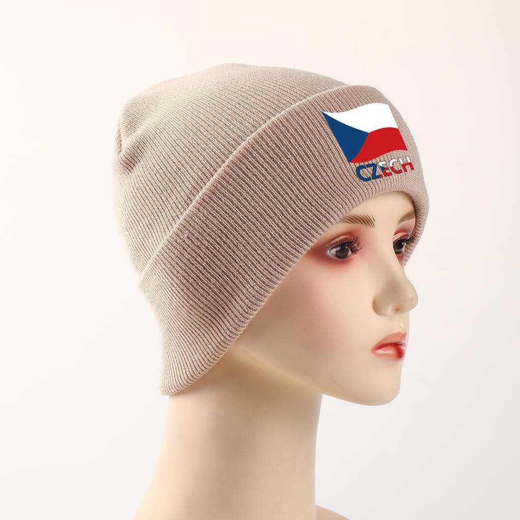 CZECH Flag Warm Winter Hats Knitted Hat Beanie Funny Hat Slouchy Stretchy Knit Cap Unisex Beanie Perfect For Street Style