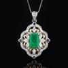 Simulated Emerald Paraiba Pendant Red Zircon Ring Tourmaline Necklace Banquet Wedding Jewelry Set