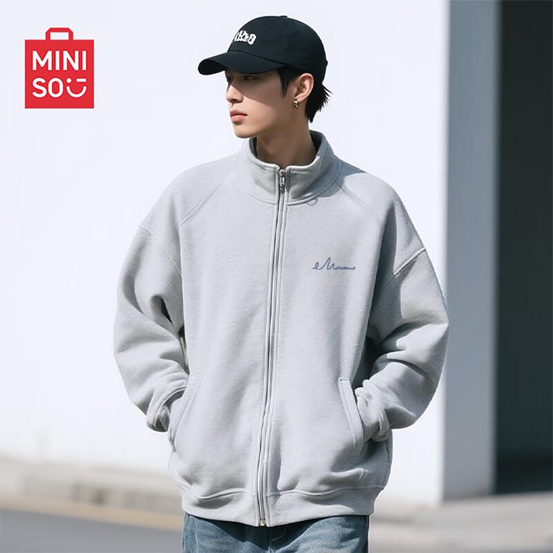 

MINISO Men s Stand-Collar Knit Zipper Jacket L