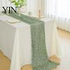 Elegante Tafelrunner Kaasdoek Runner, Boho Rustieke Gaas Gekreukt Boerderij Duurzaam Doorzichtig voor Bruiloft Feest Babyshower Verjaardag Huisdecoratie Eetkamer