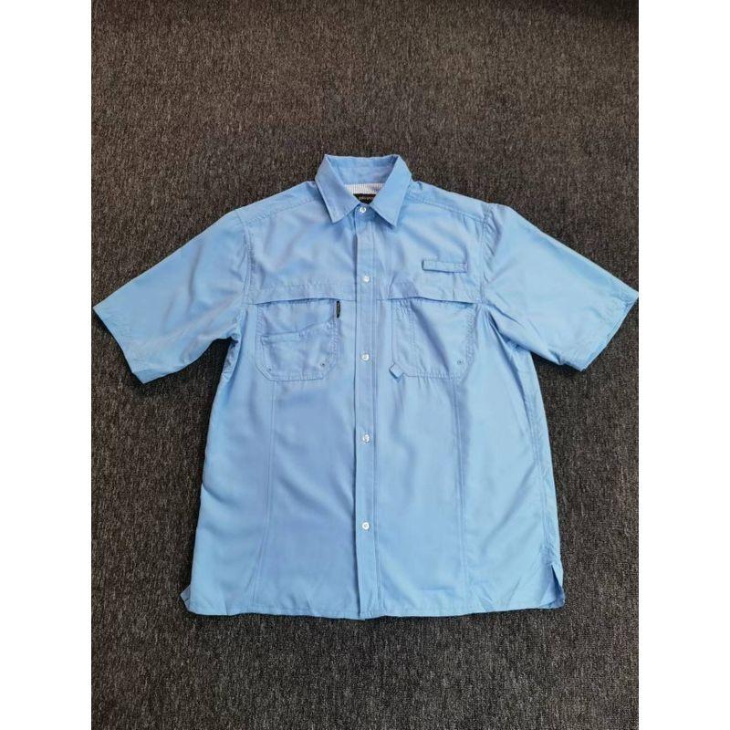 

Быстросохнущая тонкая одежда с коротким рукавом больших размеров однотонная для защиты от солнца для улицы Light blue plus size 2XL