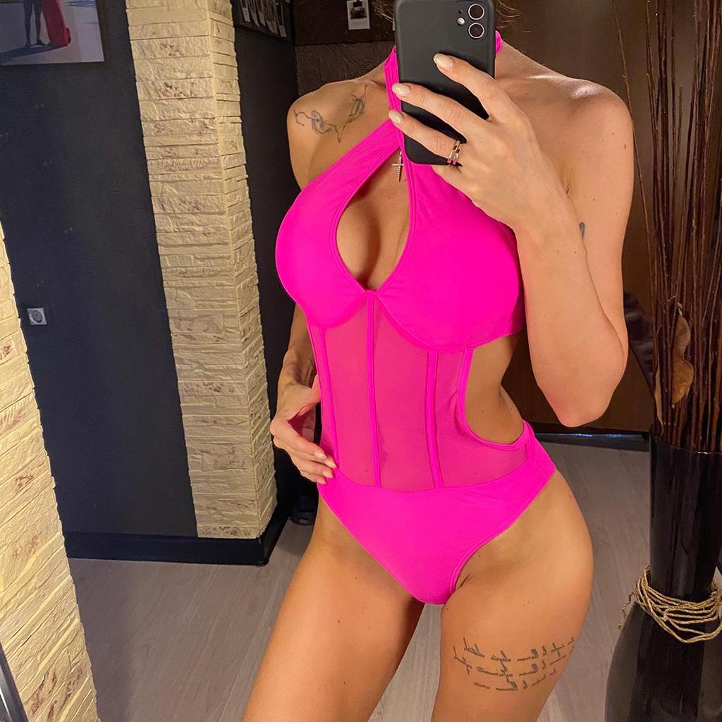 S - XL Underwired Cut Out Halter Women Swimwear One Piece Swimsuit Female Monokini High Cut Bather Bathing Suit Swim Lady