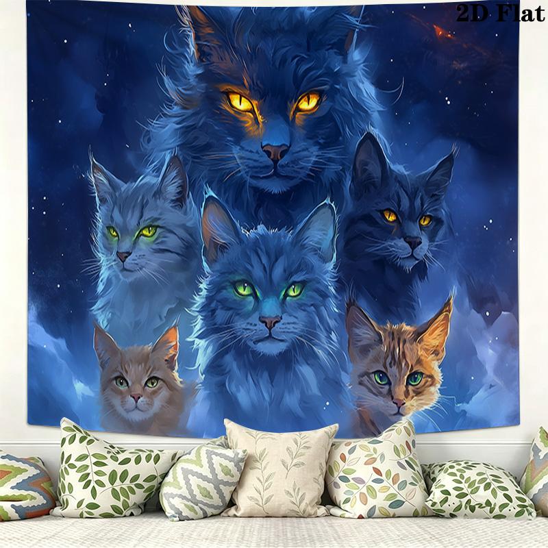Cat in the Night Pattern Home Decor Tapestry, Wall Hanging, Decorative RV Wall Cloth.MGT0918268