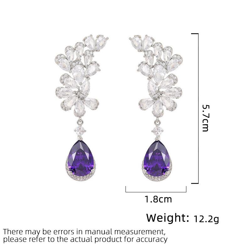 Women's Light Luxury Design Elegant Inlaid Zircon Water Droplet Flower Earrings Fashionable And Versatile Niche Design Earrings