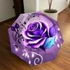 1pc Purple Rose Musical Notes Automatic Folding Umbrella, Casual Outdoor Accessory, Birthday Festival Gift Yy251126164