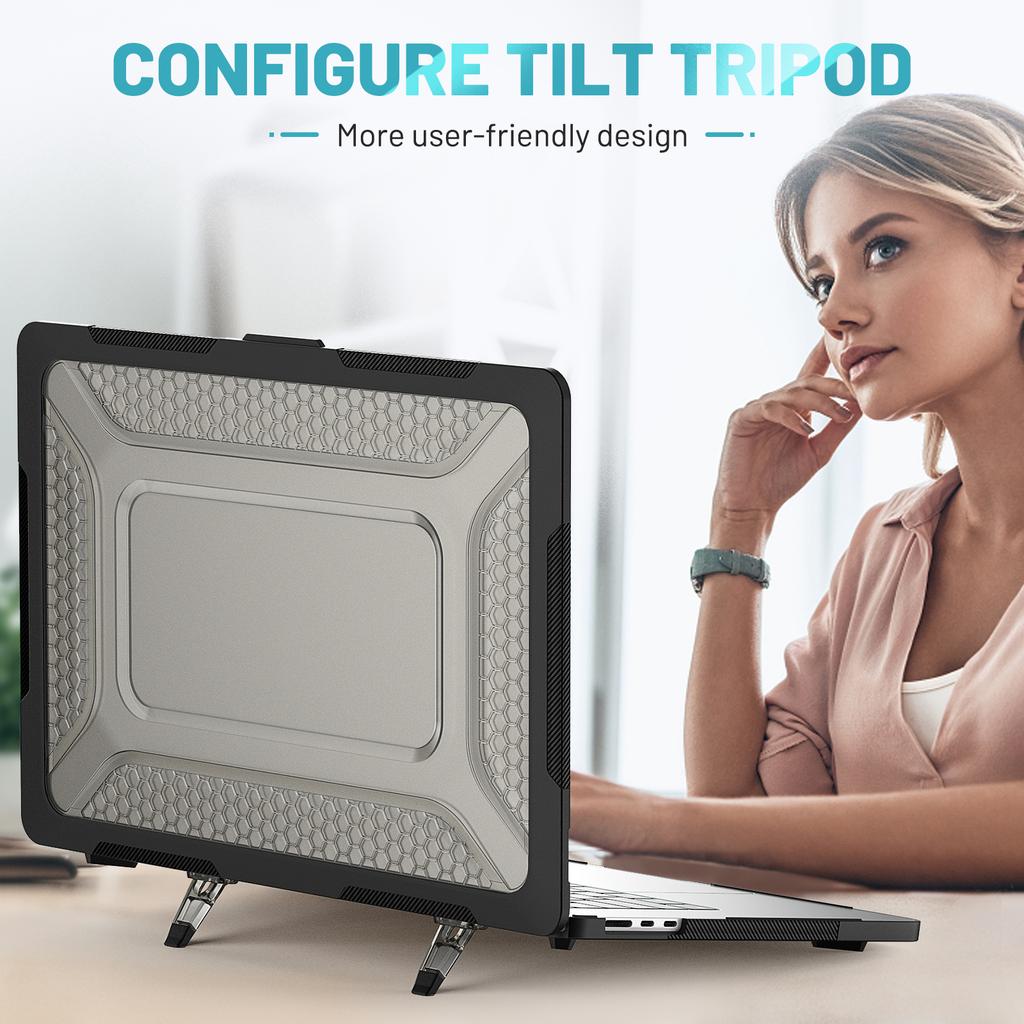 For Macbook Air 15 inch (2025)/(2024) A3114 M3/(2023) M2 A2941 Anti-Slip Laptop Case Honeycomb Heat Dissipation Kickstand PC+TPU Cover
