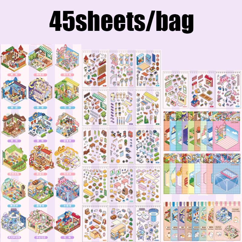 

1 Блокнот-альбом Fanfan Cat 2.0 Миниатюрные 3D наклейки с пейзажами, Декорации для планировщика, Журнал на спирали, Альбом, Креативные украшения